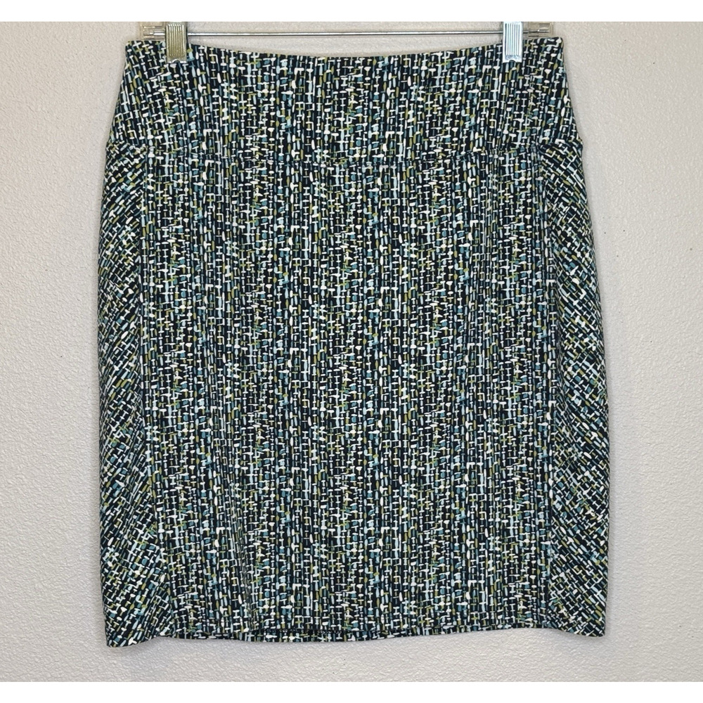 J.Jill Wearever Collection Smooth Fit Pencil Skirt Size Small Petite‎ Blue Print